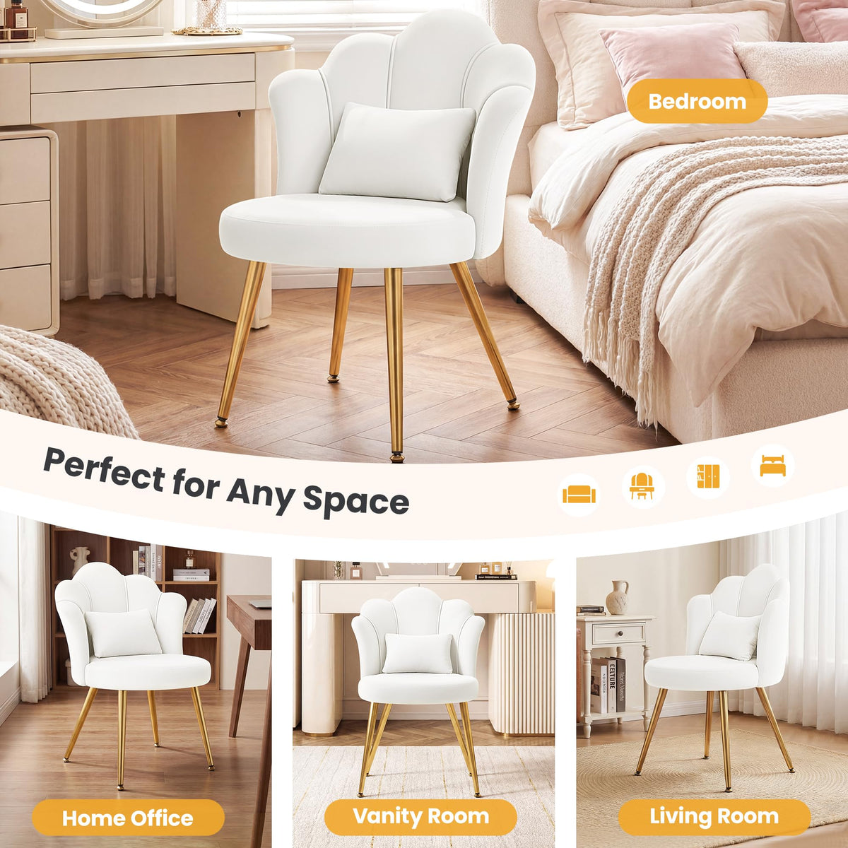 BestGlory Petal vanity chair  compact design fits small rooms gracefully