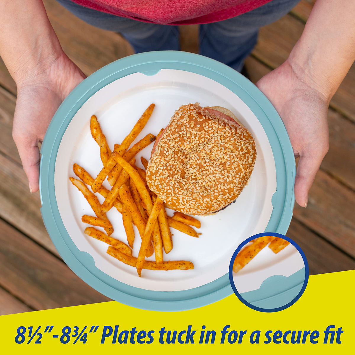 Besti 10-inch plate holders in blue offer durable, reusable meal support.
