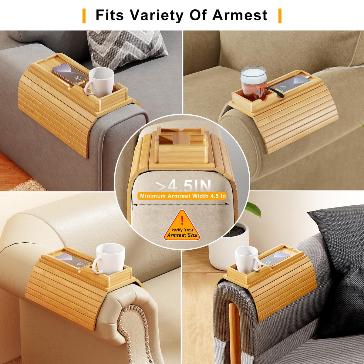 Bestjing 2-in-1 sofa tray for drinks and devices.