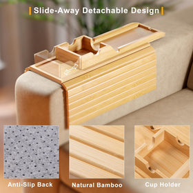 Bestjing couch cup holder tray secures drinks on the arm.
