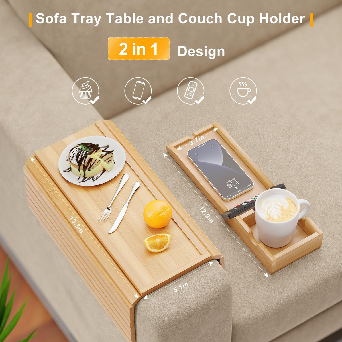 Bestjing foldable sofa table provides easy use and storage.