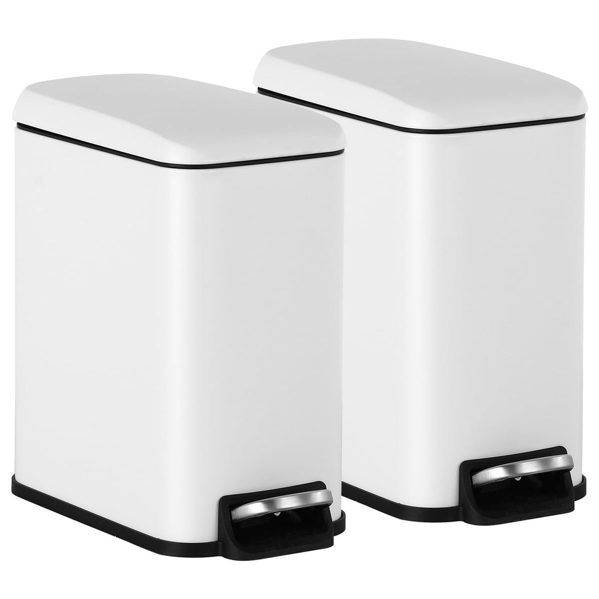 BestOffice 5L bathroom trash can with lid showing soft-close action.