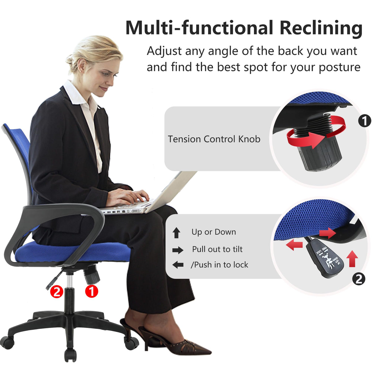 BestOffice adjustable seat height helps find a comfortable desk position.