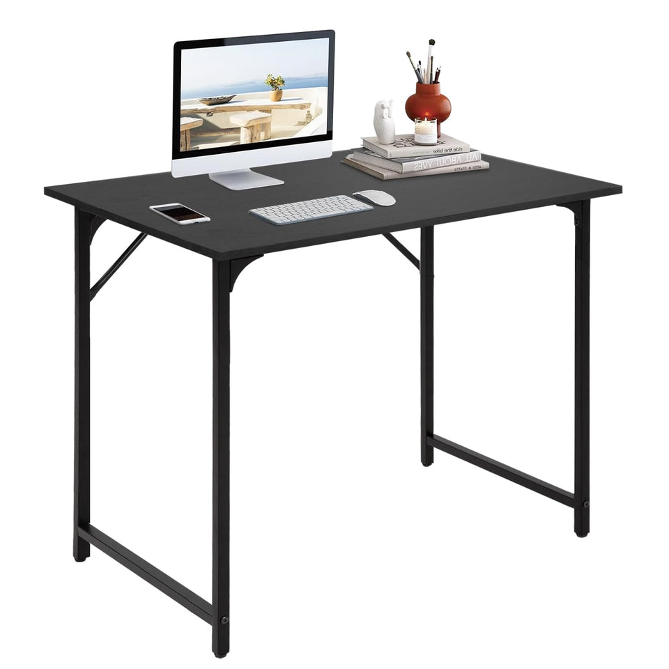 BestOffice computer desk 32inch black front view showcases sturdy build for stable daily work sessions.