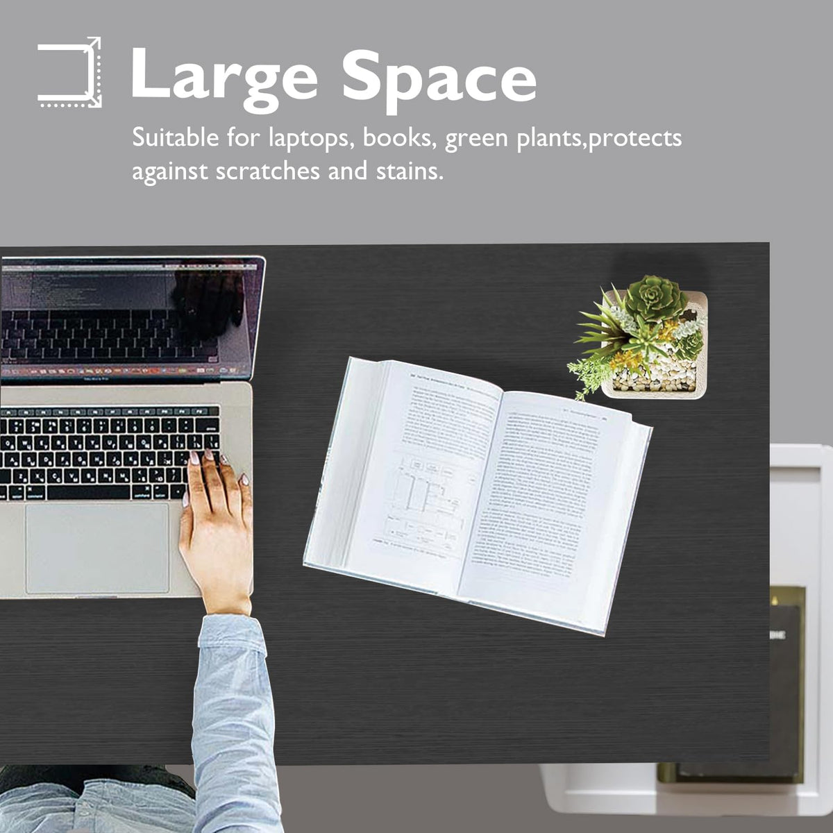 BestOffice desk 32inch black spacious surface for laptop, monitor, and coffee during long study days.