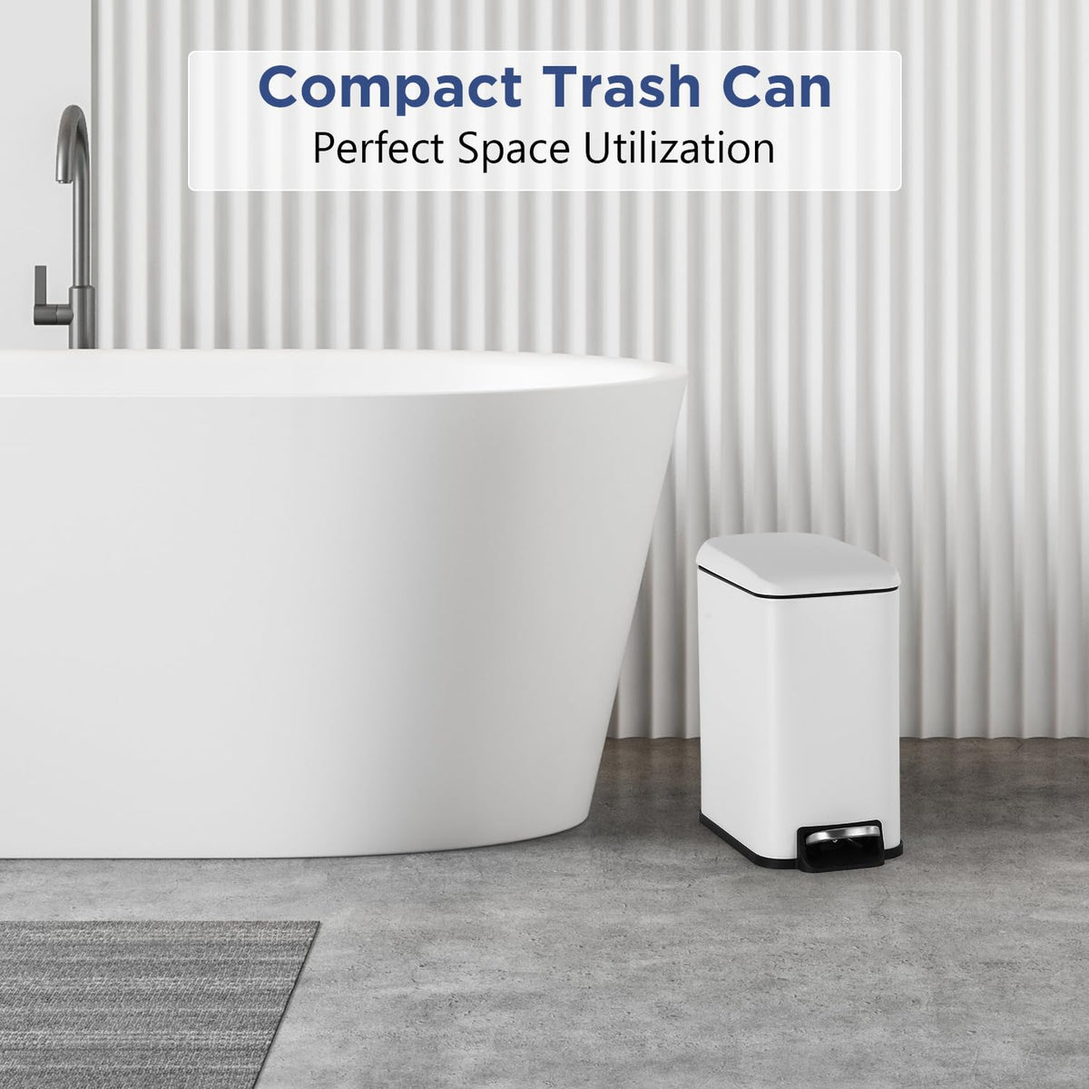 Front view of BestOffice stainless steel trash bin in polished finish.