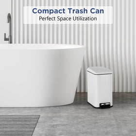 Front view of BestOffice stainless steel trash bin in polished finish.