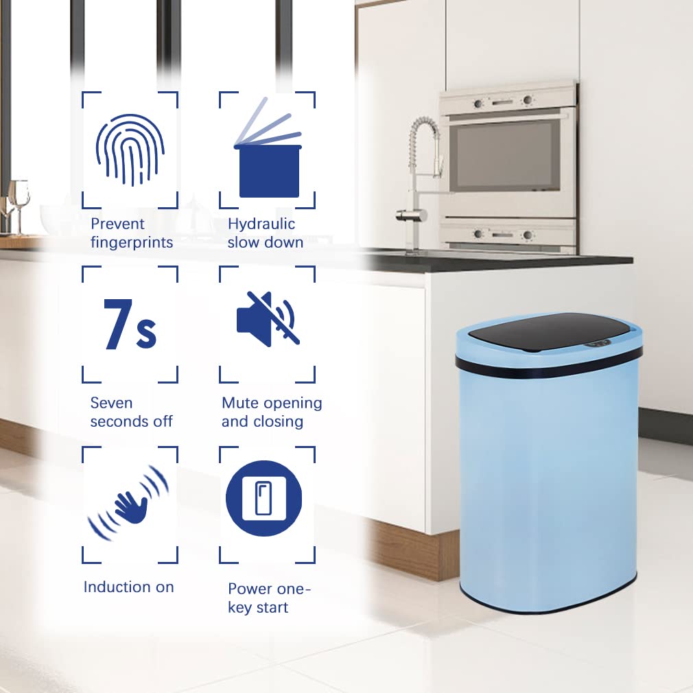 BestOffice durable stainless steel trash can maintains a sleek look in any room.