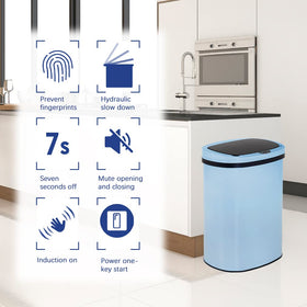 BestOffice durable stainless steel trash can maintains a sleek look in any room.