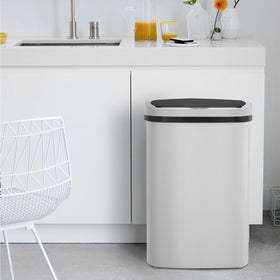 BestOffice trash can powered by four C batteries for cordless, long-lasting use