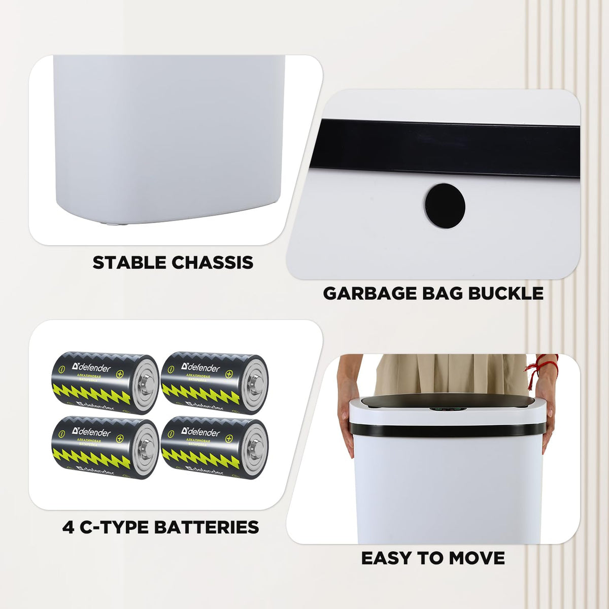 BestOffice 13-gallon interior basket fits standard bags for easy waste changes