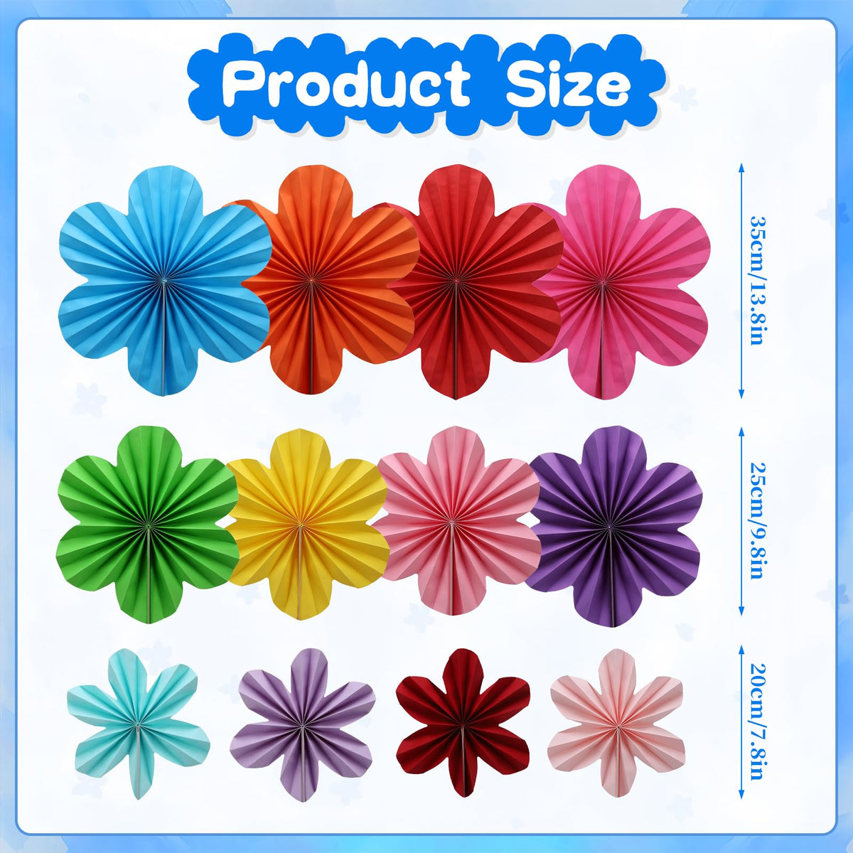 BestoFun 10-inch multi-color paper flower fans create a festive ceiling display.