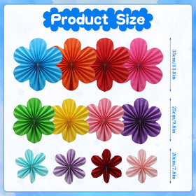 BestoFun 10-inch multi-color paper flower fans create a festive ceiling display.