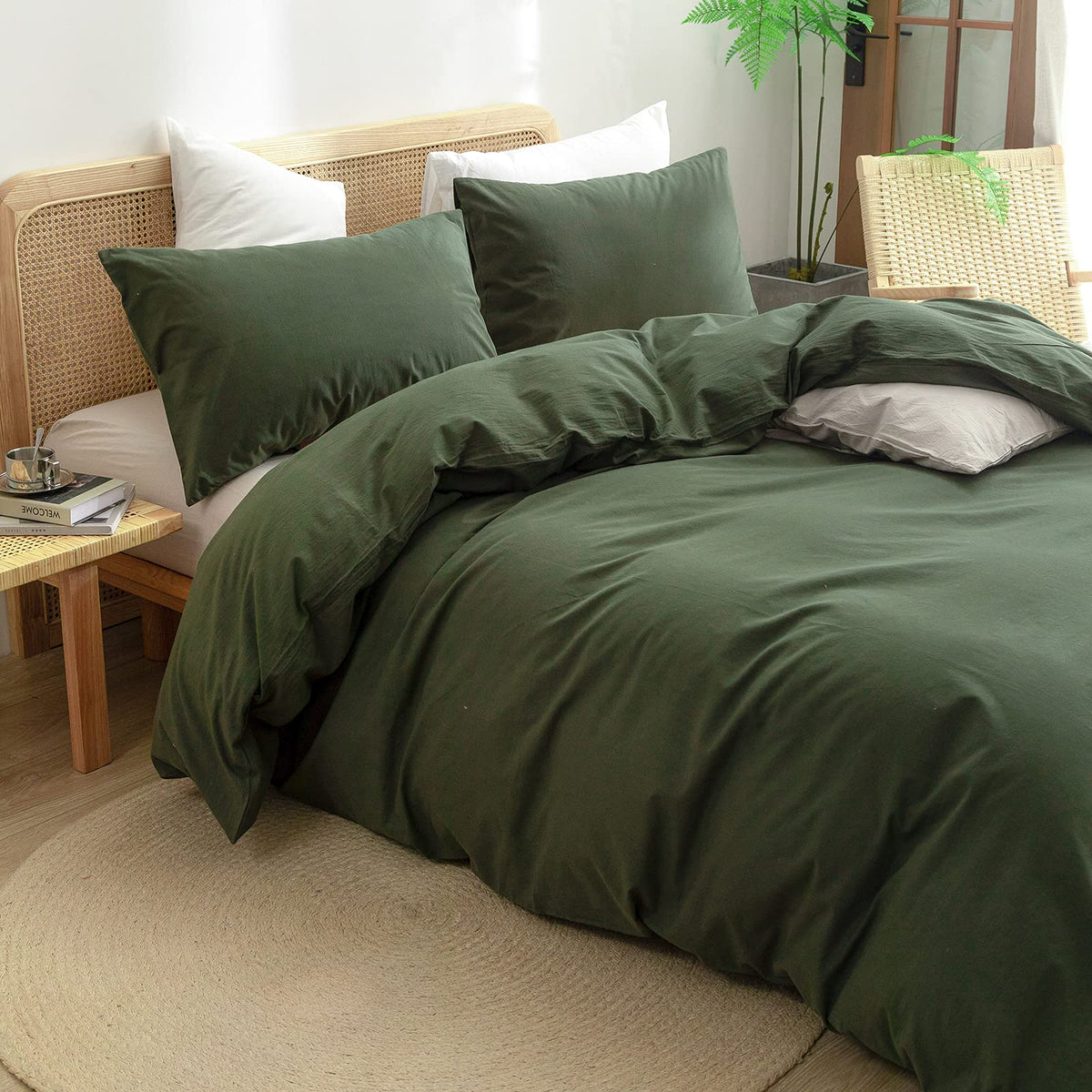 BESTOUCH olive green pillowcase pair adds soft comfort and easy styling