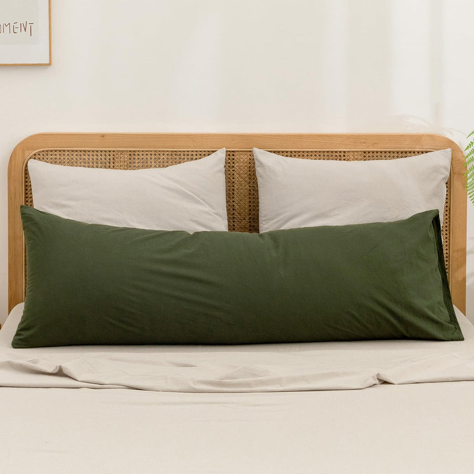 BESTOUCH olive green pillowcase with envelope closure, secure pillow protection