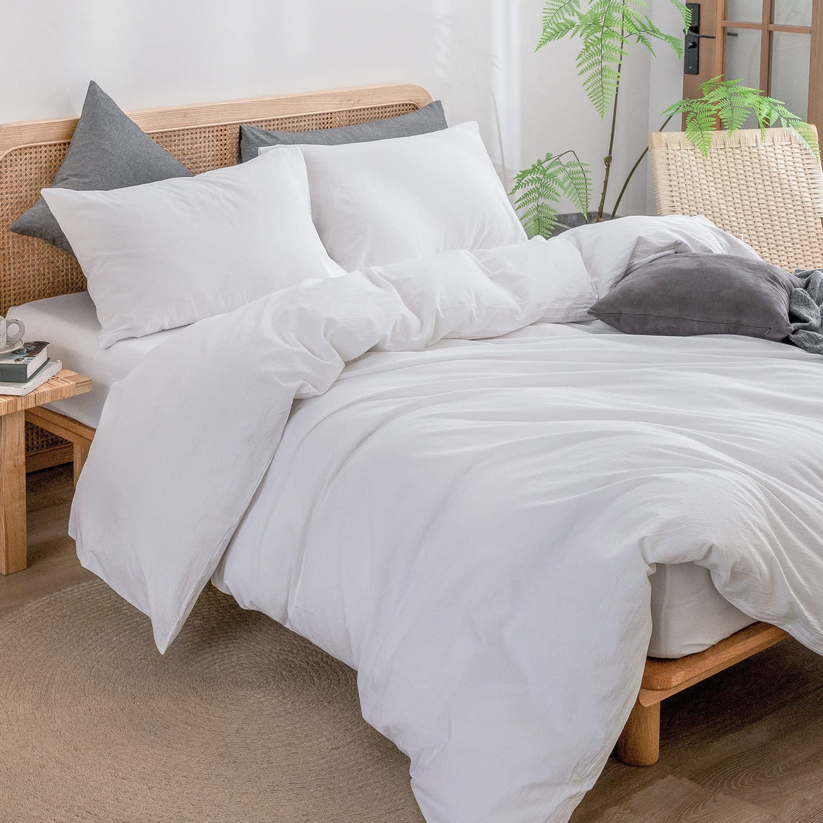 Bright white Bestouch bedding setup on a modern bed