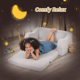 BestRoyal 2-in-1 toddler sofa grey converts to a lounger for simple, versatile use