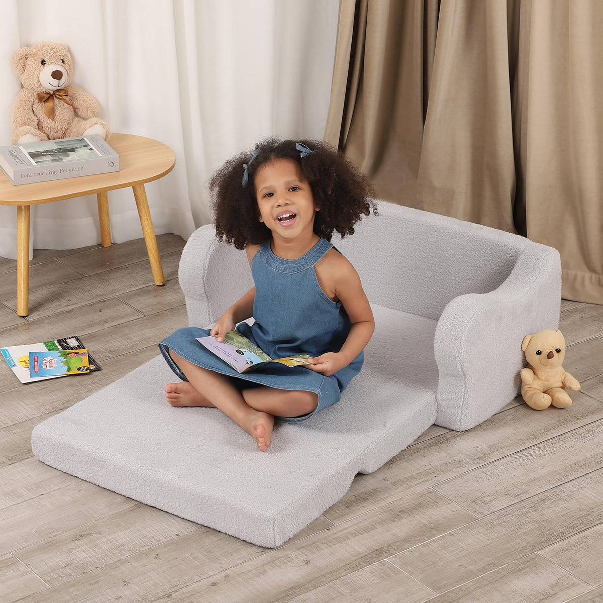 BestRoyal lightweight toddler lounger grey is easy for kids to move between rooms