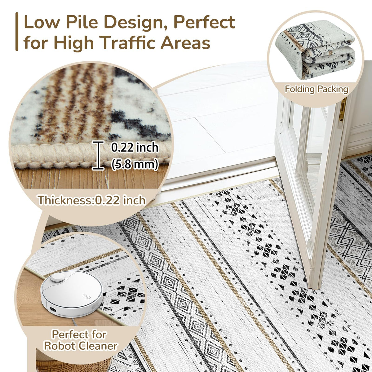 BESTSWEETIE geometry rug at entryway helps define the threshold with style.