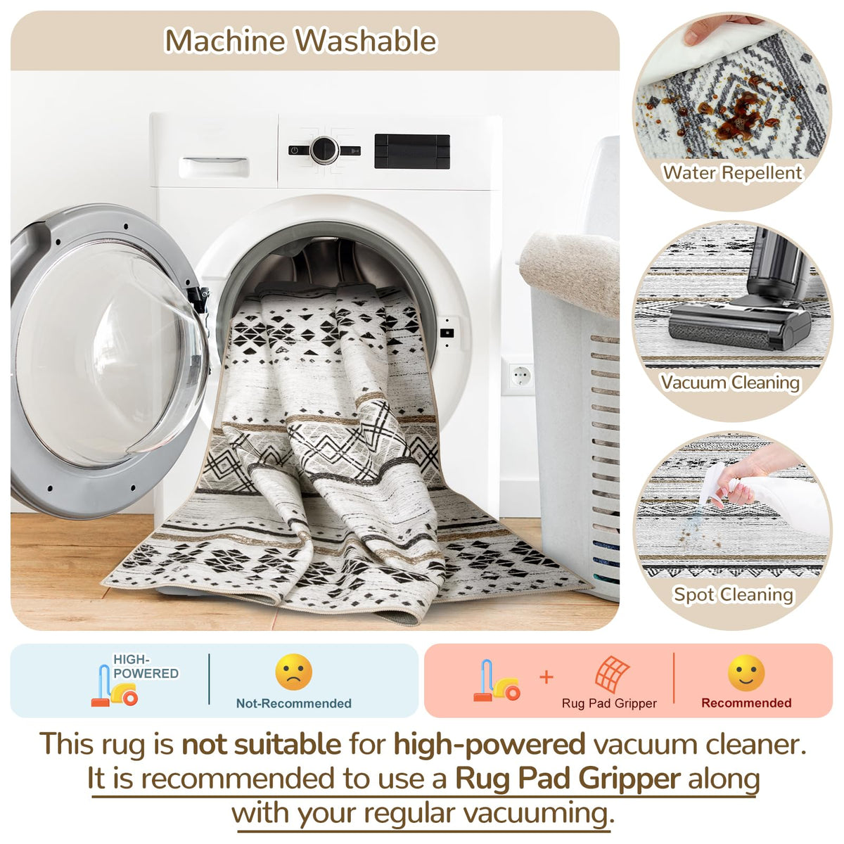 BESTSWEETIE geometry rug in kitchen area offers durable, easy-care performance.