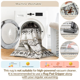 BESTSWEETIE geometry rug in kitchen area offers durable, easy-care performance.