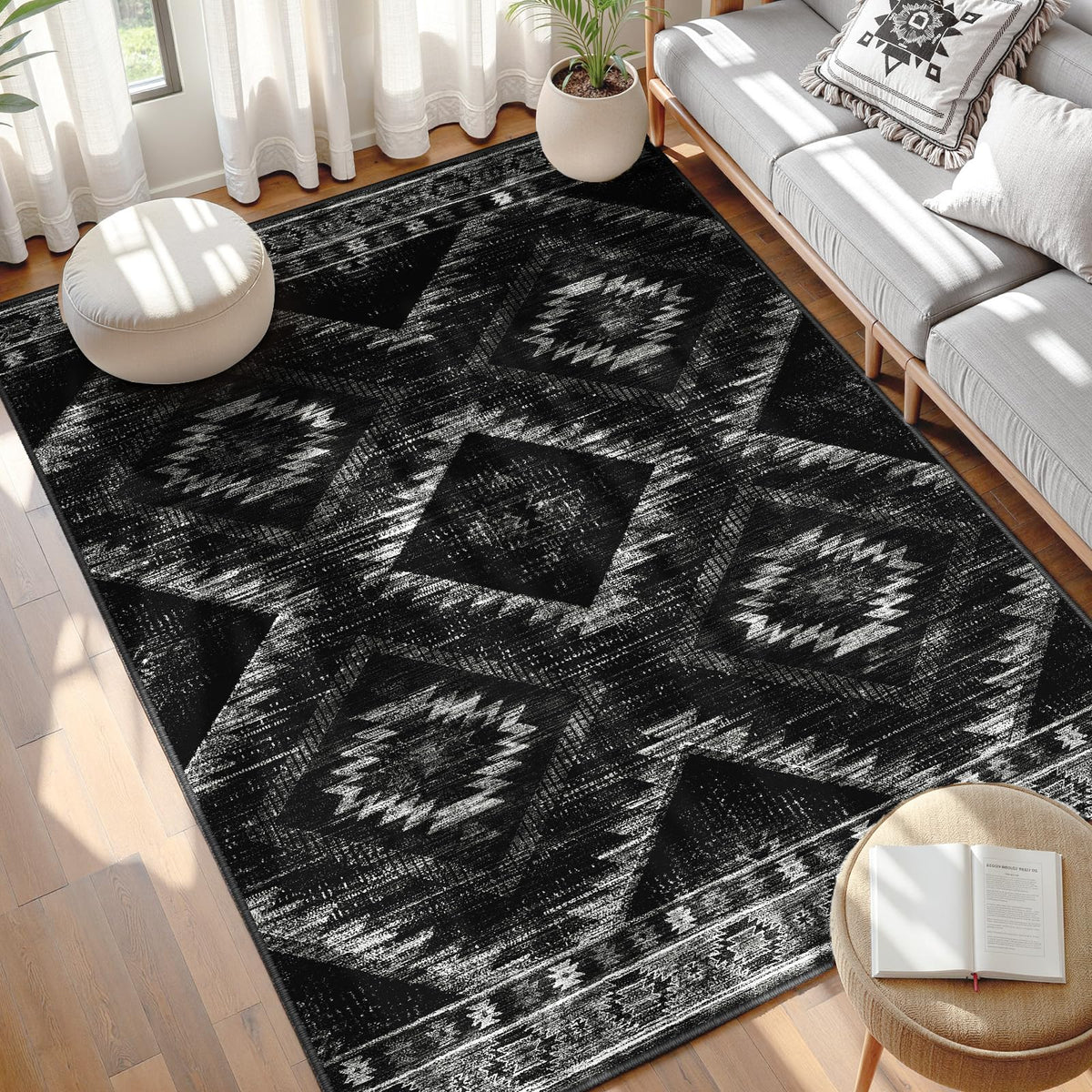 BESTSWEETIE area rug 5x7 machine washable for easy cleaning in busy living spaces