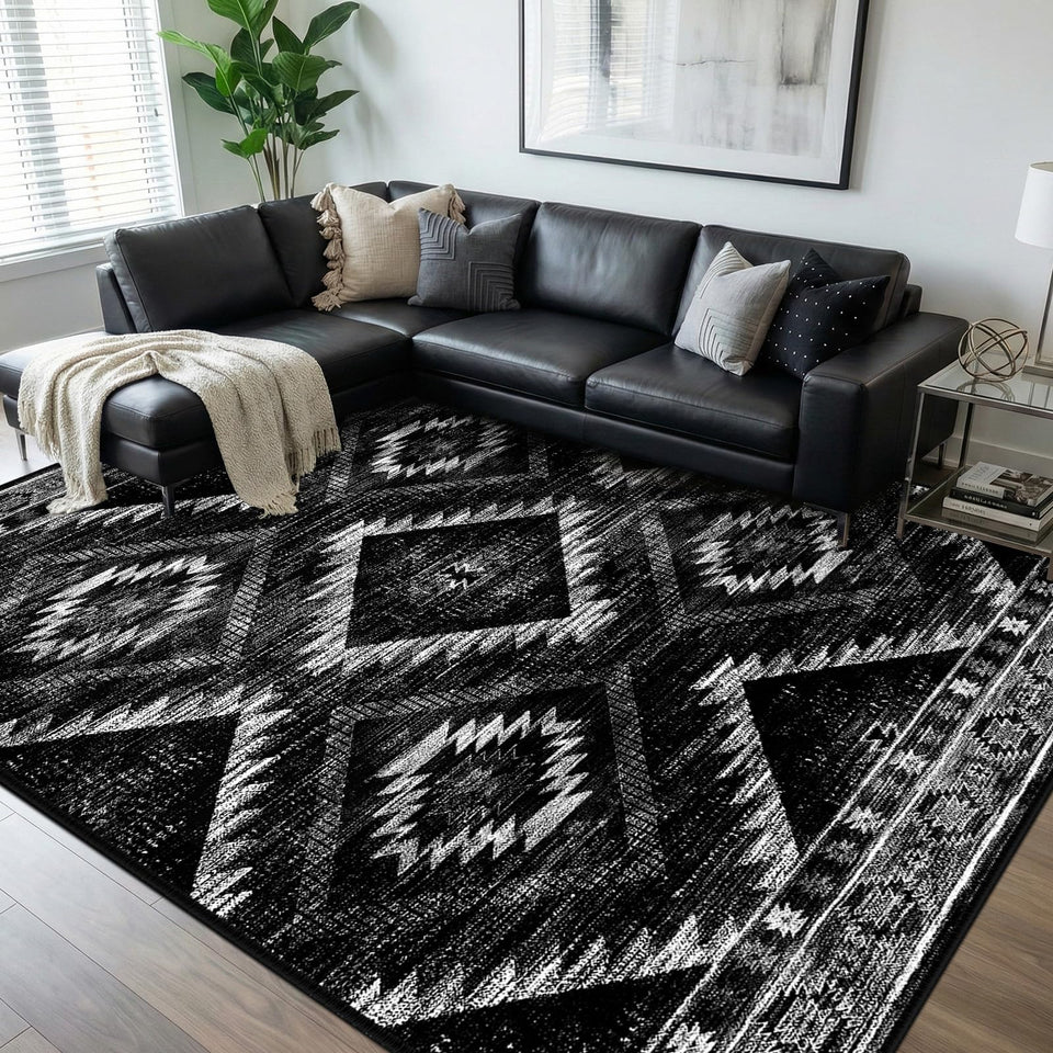 BESTSWEETIE area rug with tribal print, ideal for living rooms.