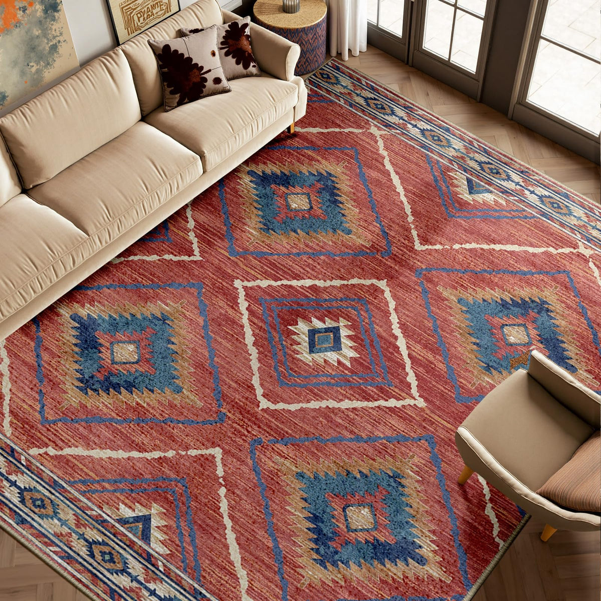 BESTSWEETIE rug is pet-friendly and low shedding for homes with animals