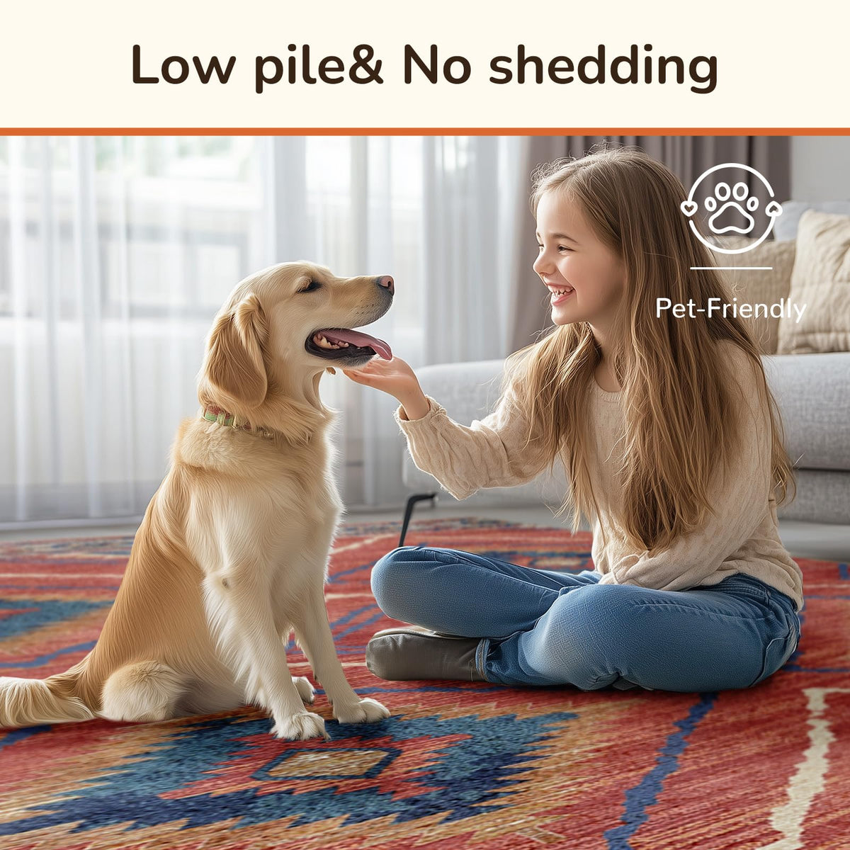 BESTSWEETIE easy-care rug that cleans easily and tolerates spot cleaning