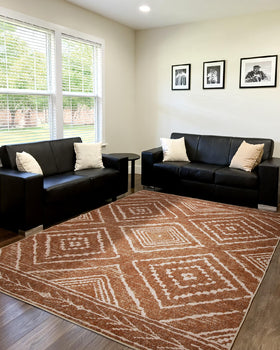 BESTSWEETIE living room rug complements modern decor and tribal print.