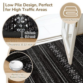 BESTSWEETIE modern black-and-white rug suits living rooms, bedrooms, and dining areas.