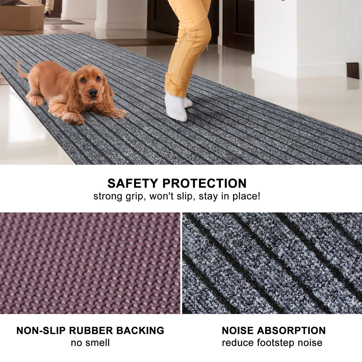 BestVue rug shows non-slip rubber backing for secure placement.
