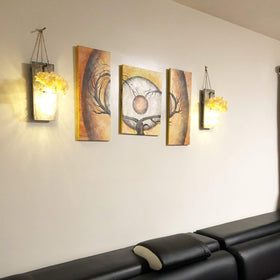Besuerte grey wall sconce set enhances bedrooms or living rooms with subtle glow.
