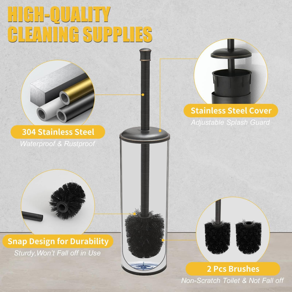 BESy toilet brush with extra-long handle for deep cleaning under the rim