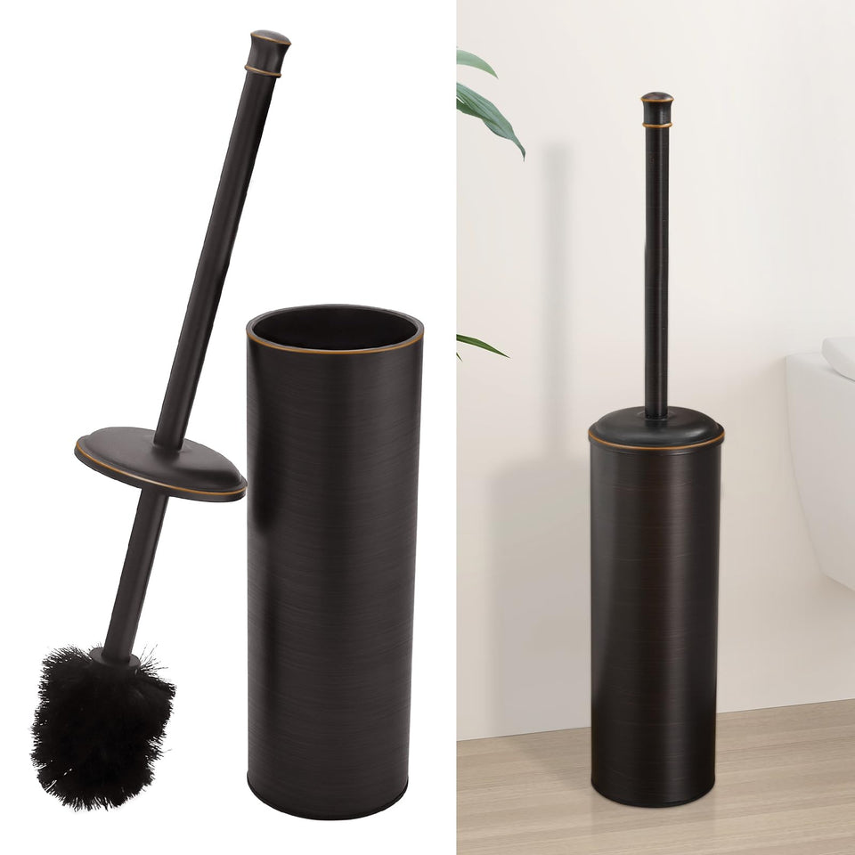 BESy toilet brush holder in oil-rubbed bronze finish adds modern elegance and rust resistance