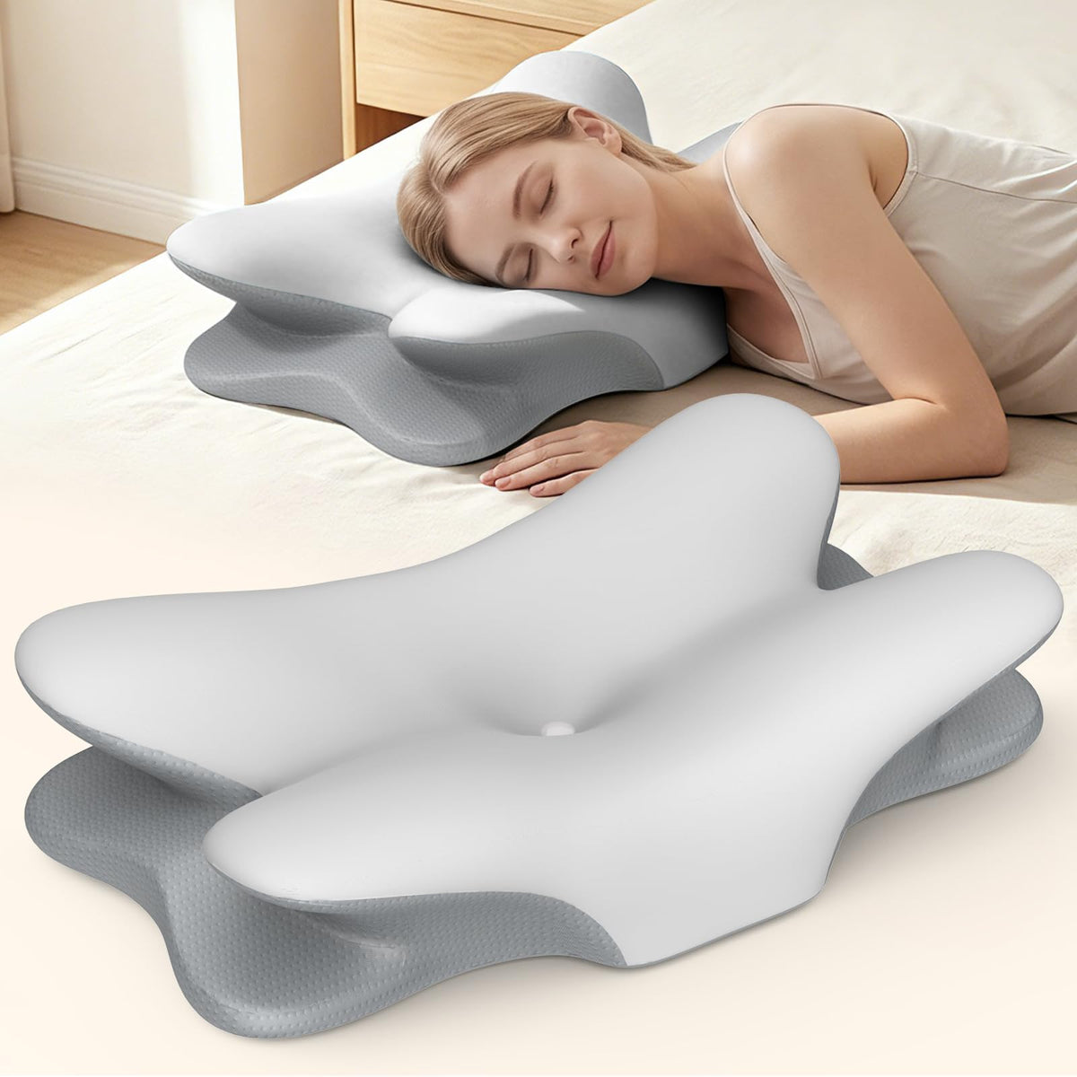 Besyodo cervical neck pillow contour supports side sleepers for neutral spine