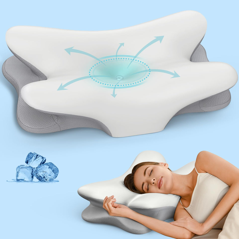 Besyodo cervical neck pillow with ergonomic butterfly design supports head and spine alignment