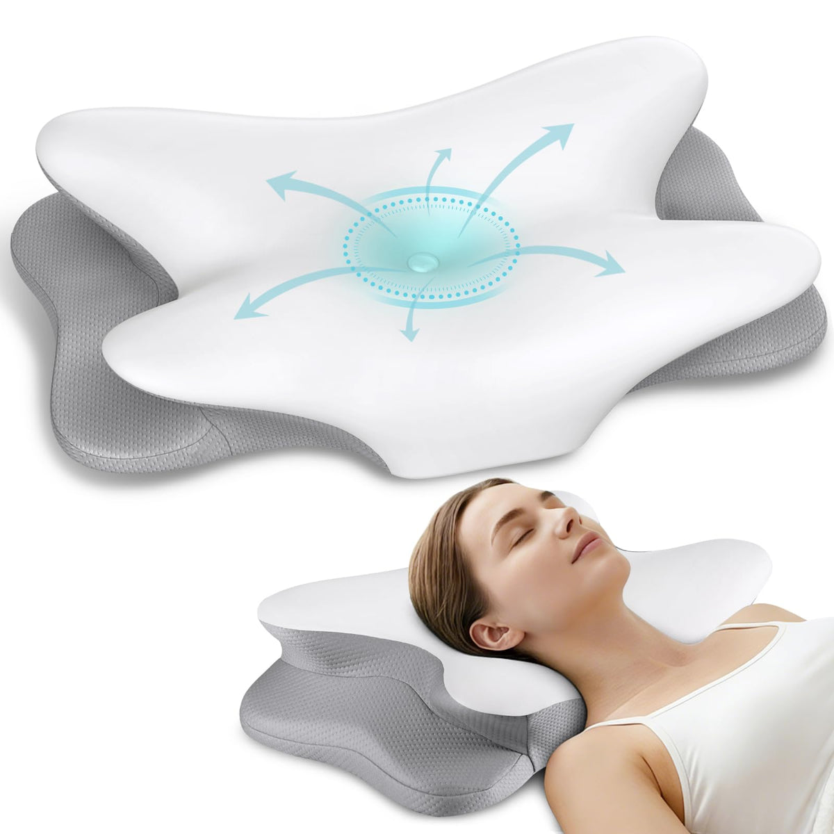 Besyodo cervical neck pillow with hollow center supports neck alignment for side sleepers.
