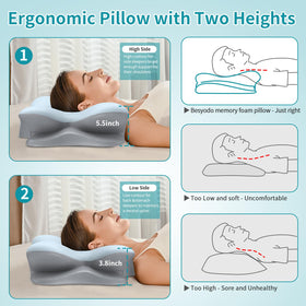 Besyodo cervical neck pillow in use shows side-sleeper ergonomics.