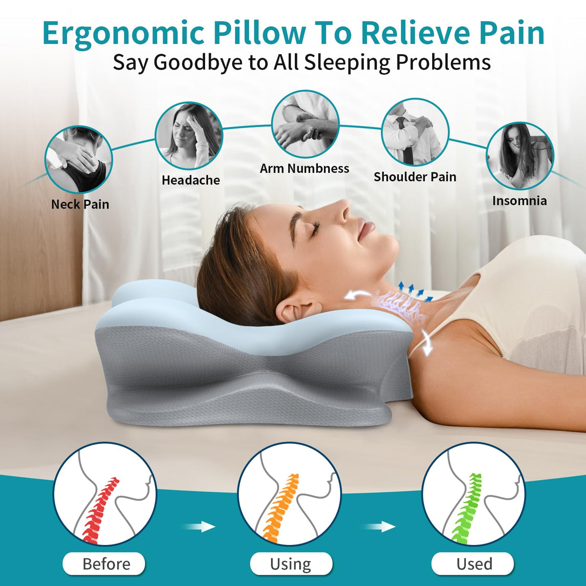 Besyodo cervical neck pillow two heights demonstrates adjustable comfort for all sleepers.