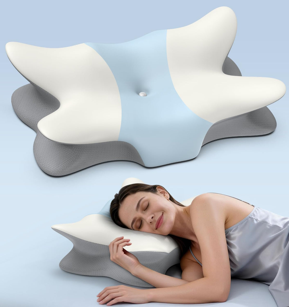 Besyodo cervical pillow contour design for targeted neck support during sleep.