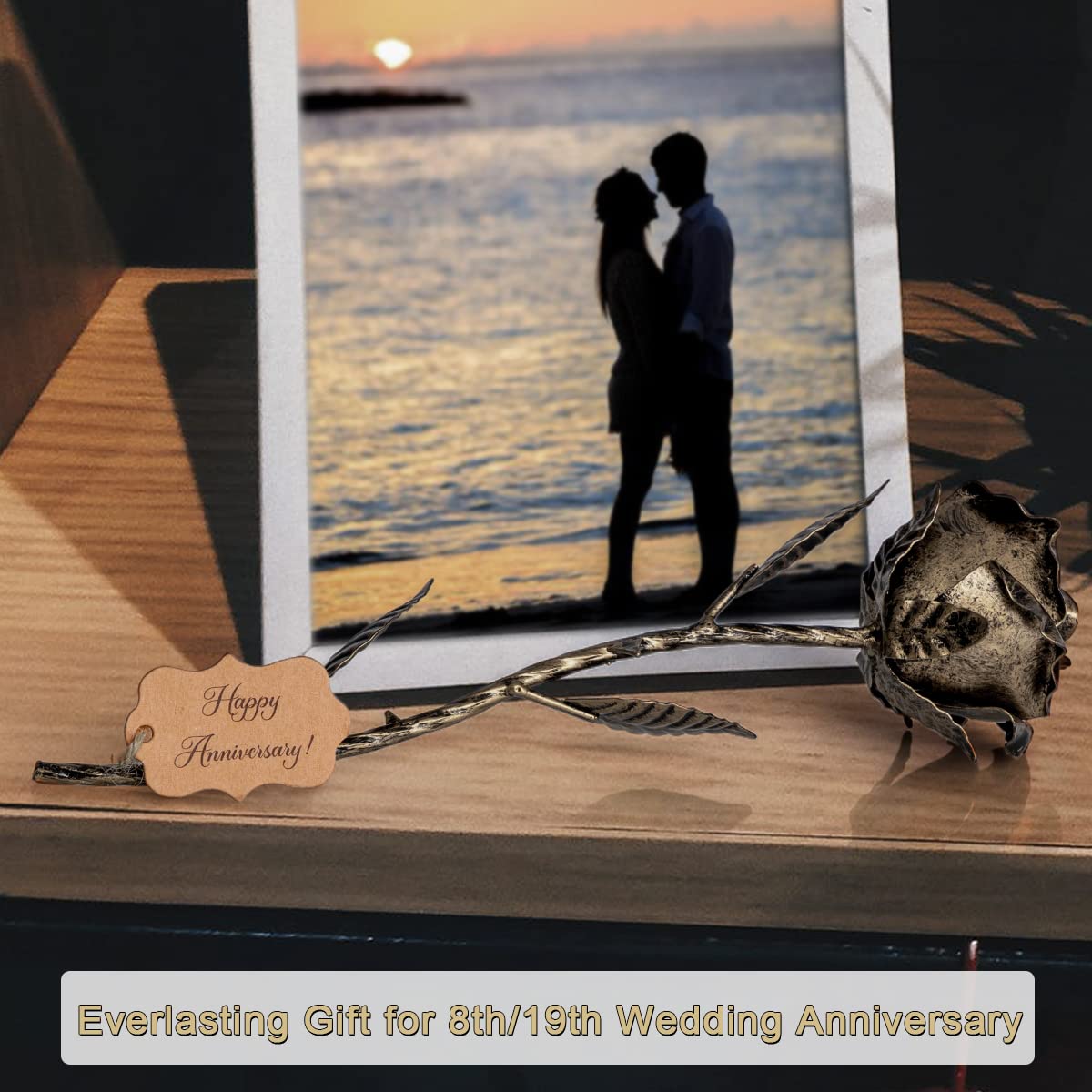 Beszone Bronze Rose measures 11-8x3 in, compact display piece.