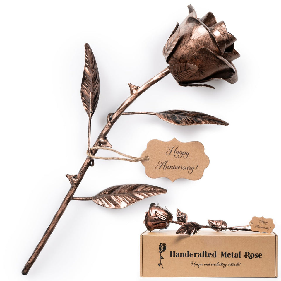 BESZONE copper rose handcrafted detail, a timeless anniversary keepsake.