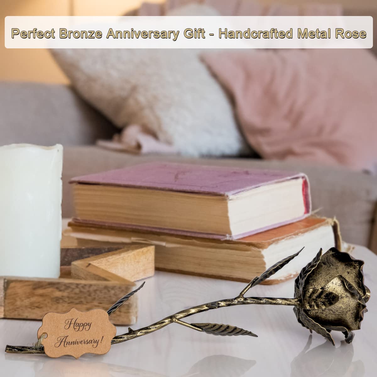 Beszone Eternal Bronze Rose Artwork, one-of-a-kind gift for a milestone.
