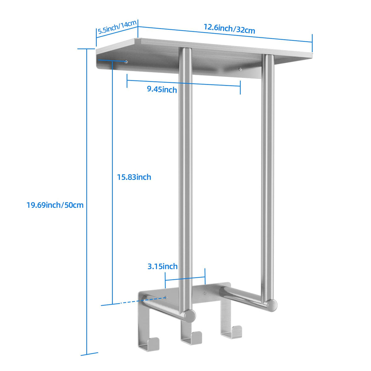 Bethom brushed nickel towel rack in a compact bathroom enhances space efficiency.