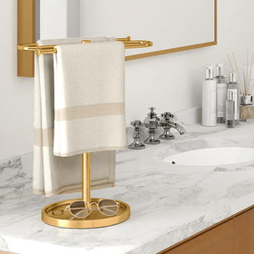 Bethom gold-finished towel holder adds a warm accent to any bathroom or kitchen