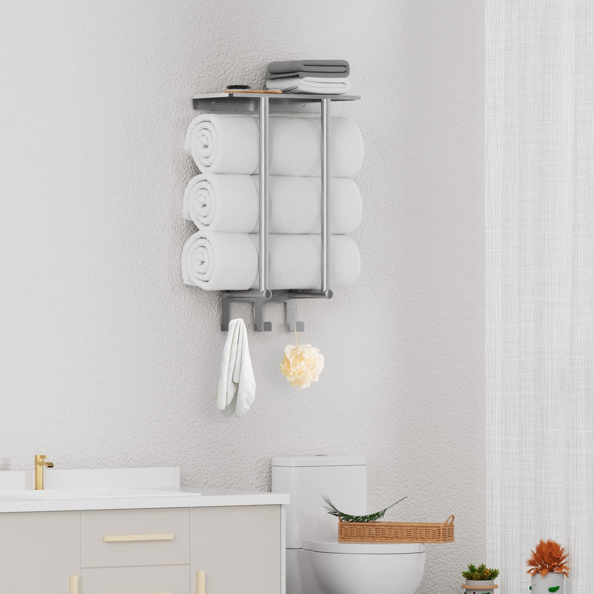Bethom brushed nickel finish highlights durable metal construction.