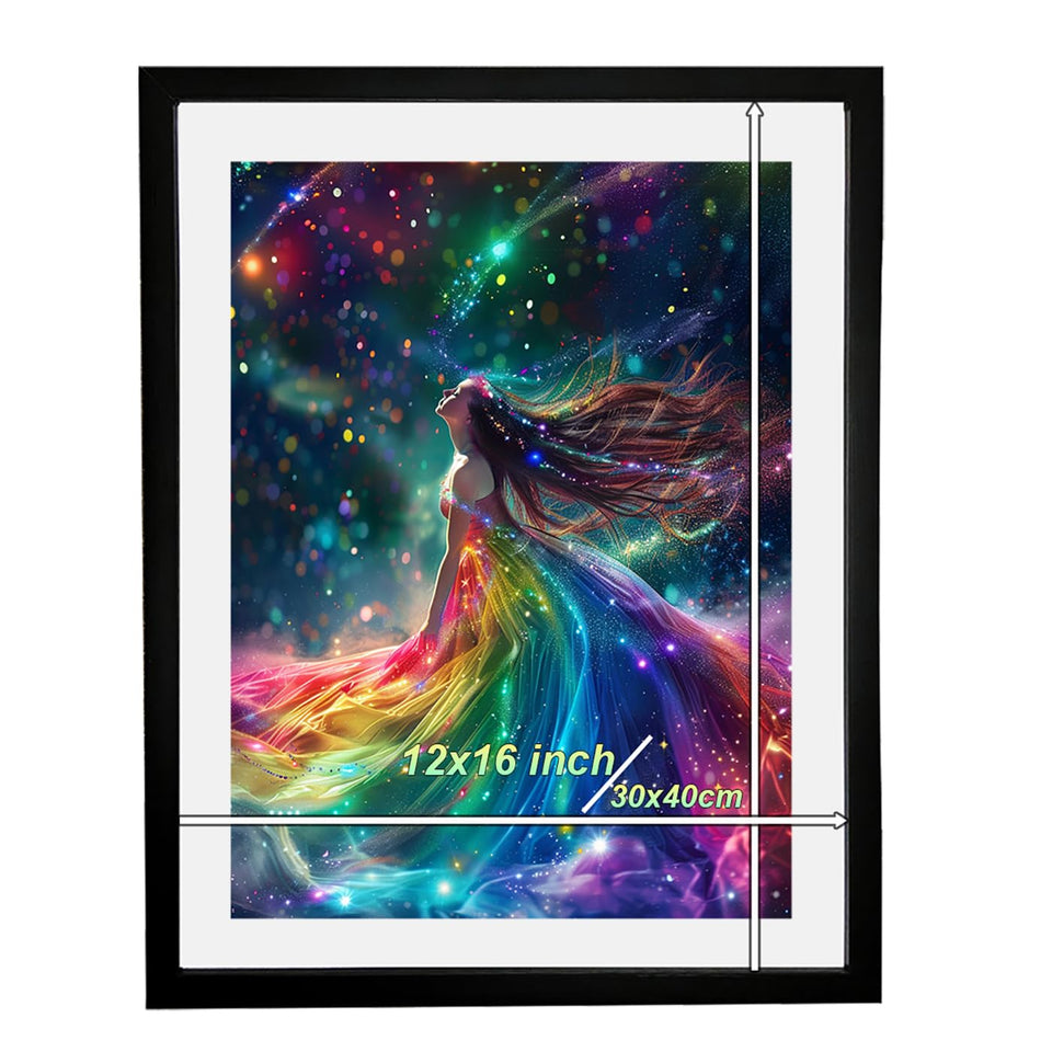 Betionol black solid wood frame front view, perfect for 12x16 diamond art display.