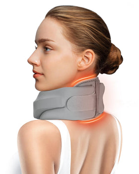 BETOVIN heated neck brace setup with removable heating pad for warmth.