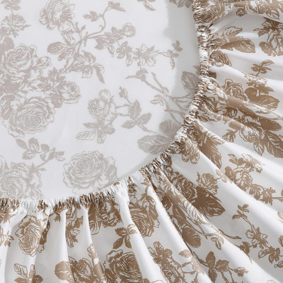 Betsey Johnson queen bed sheets Garden Toile Brown pillowcases highlight easy-care design.